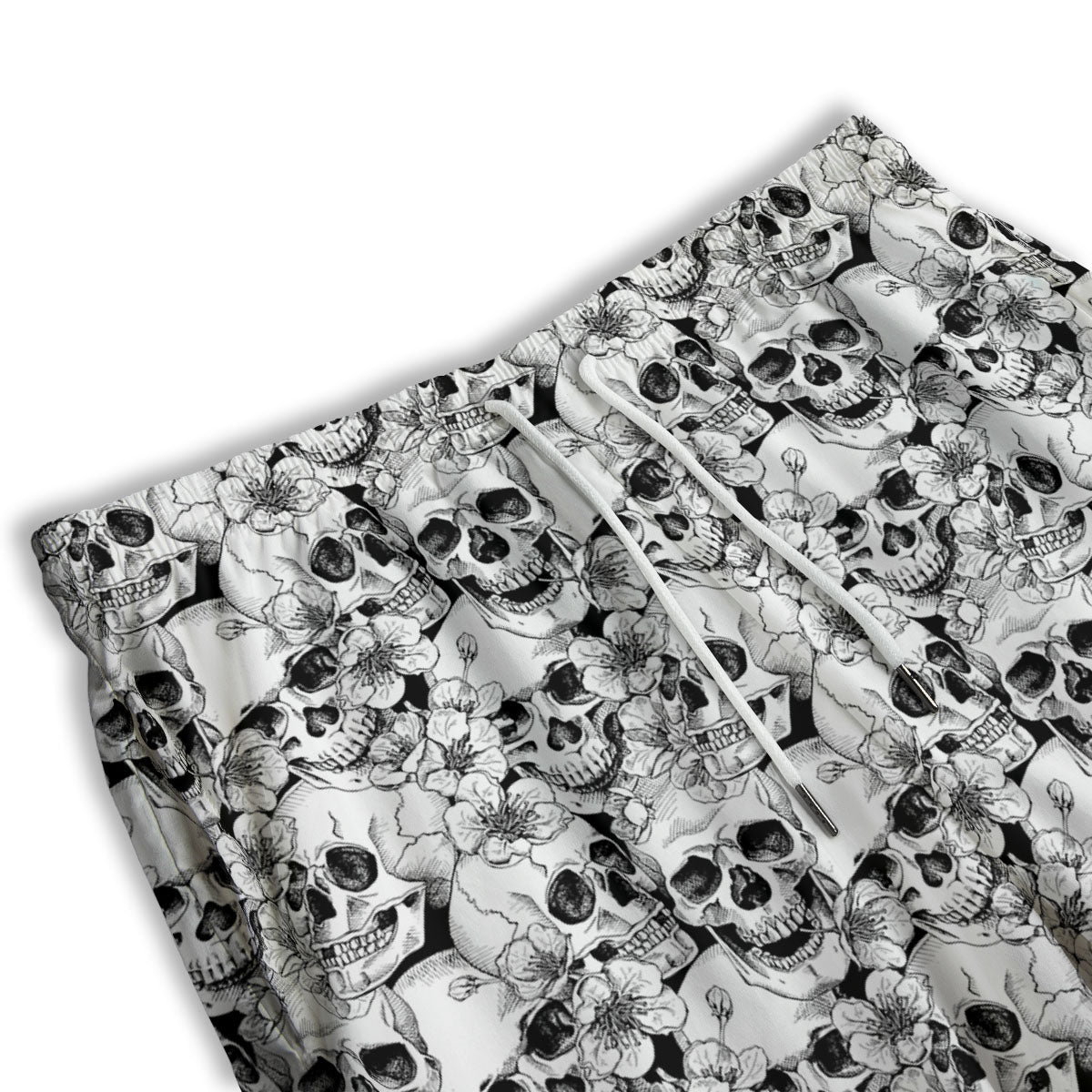 Skull Blossom Peony Print Pattern Men's Athletic Shorts
