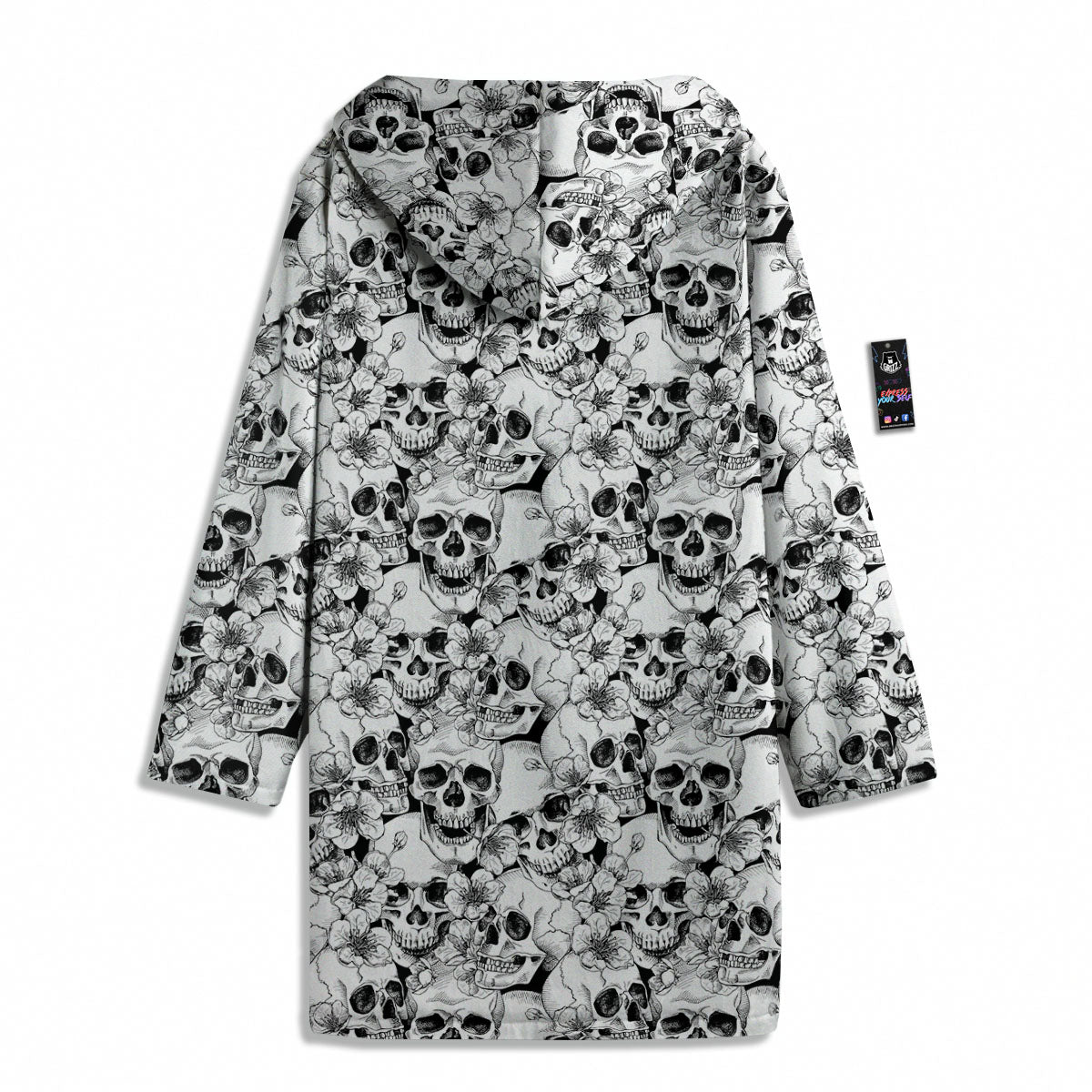 Skull Blossom Peony Print Pattern Men's Windbreaker Jacket-grizzshop