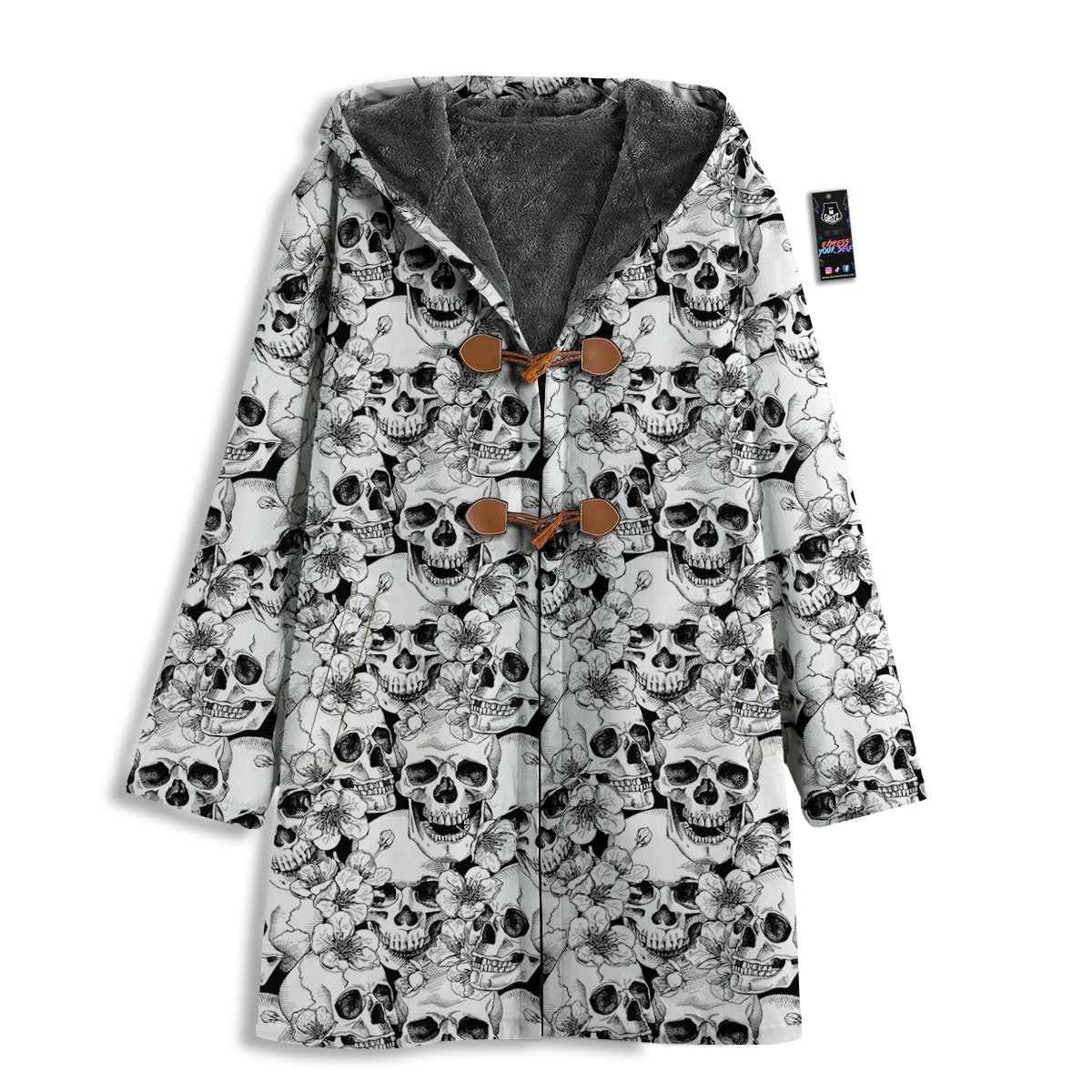 Skull Blossom Peony Print Pattern Men's Windbreaker Jacket-grizzshop