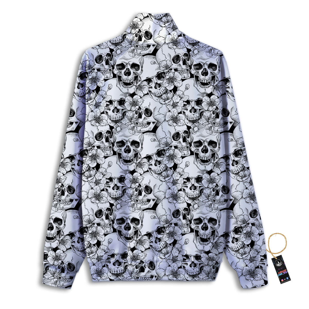 Skull Blossom Peony Print Pattern Track Jacket-grizzshop