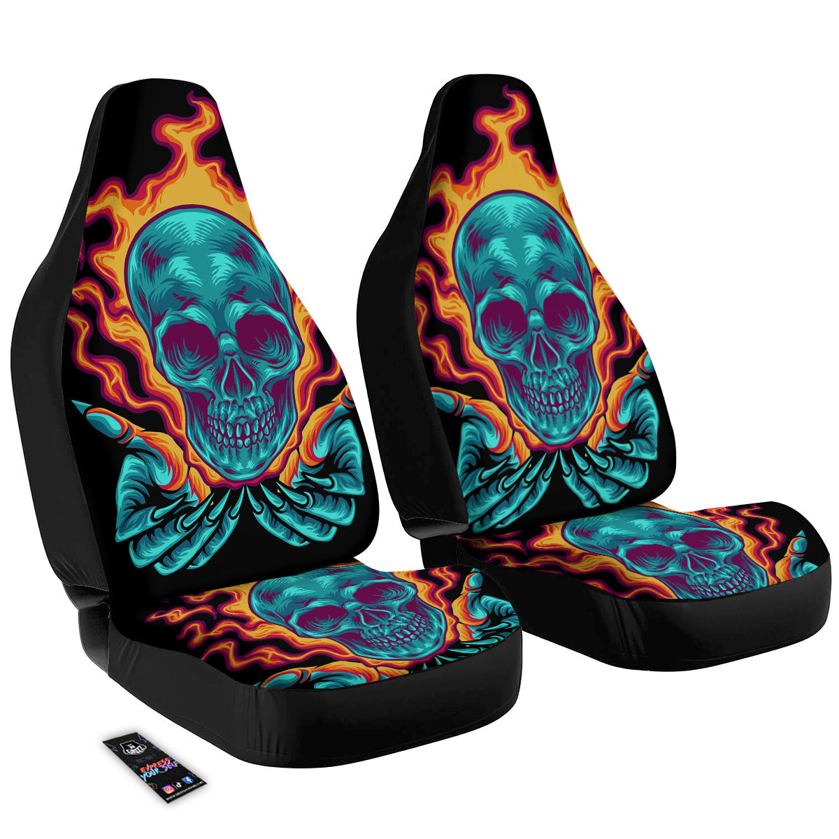 Skull Burning Print Car Seat Covers-grizzshop