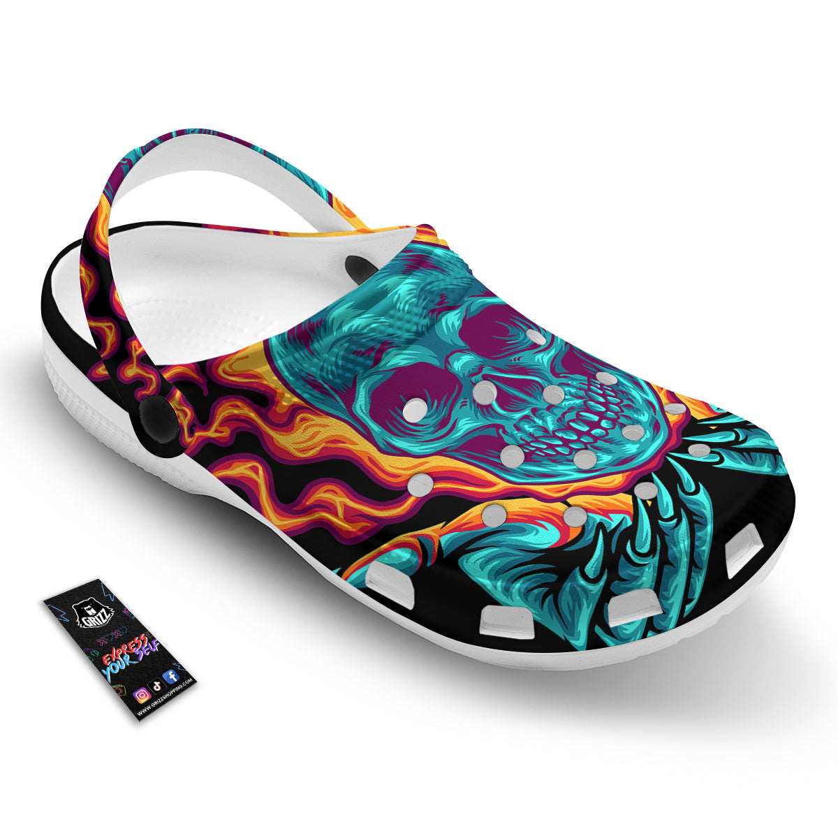 Skull Burning Print Clog-grizzshop