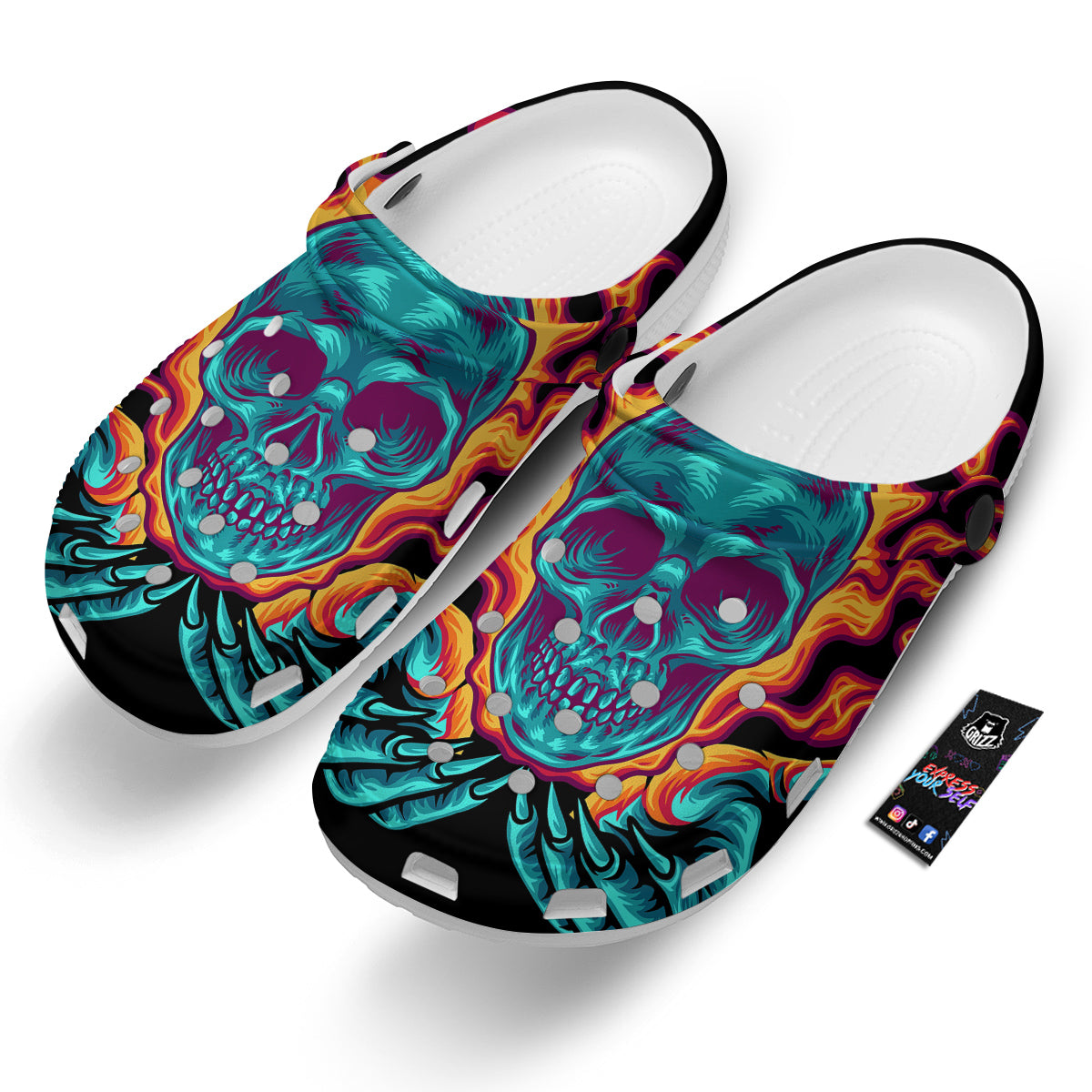 Skull Burning Print Clog-grizzshop
