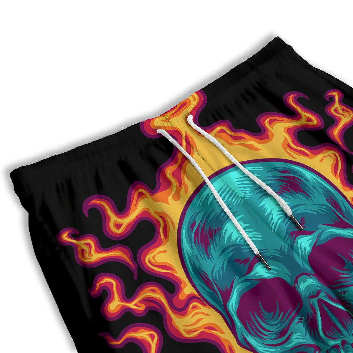 Skull Burning Print Men's Athletic Shorts