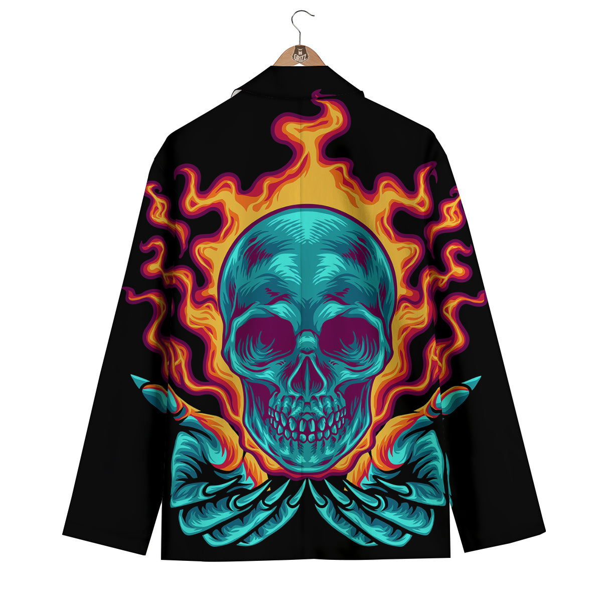 Skull Burning Print Men's Blazer-grizzshop