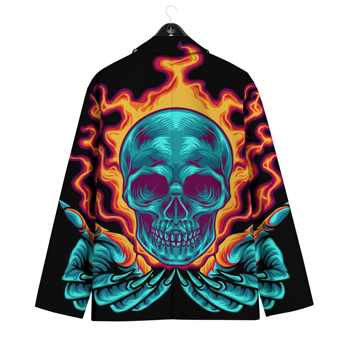 Skull Burning Print Men's Sport Coat-grizzshop