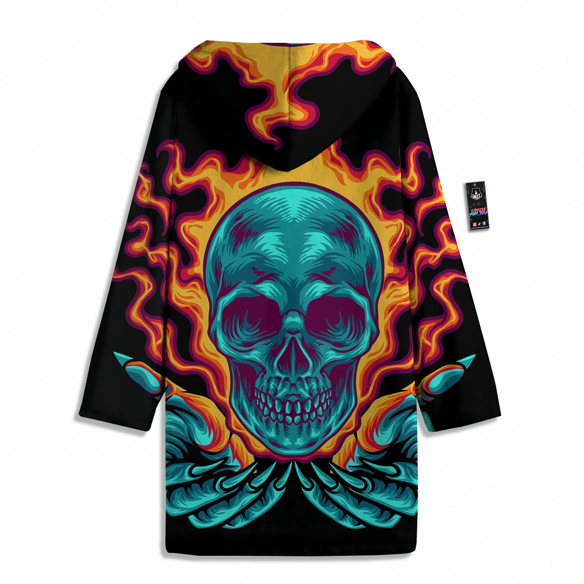 Skull Burning Print Men's Windbreaker Jacket-grizzshop