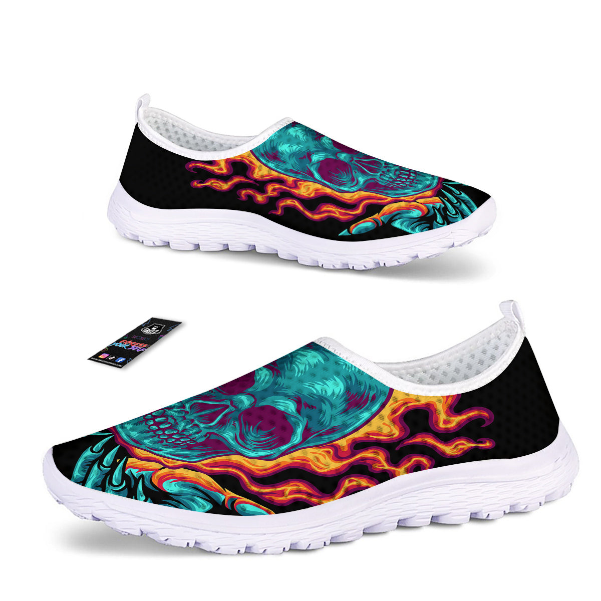 Skull Burning Print Nurse Shoes-grizzshop