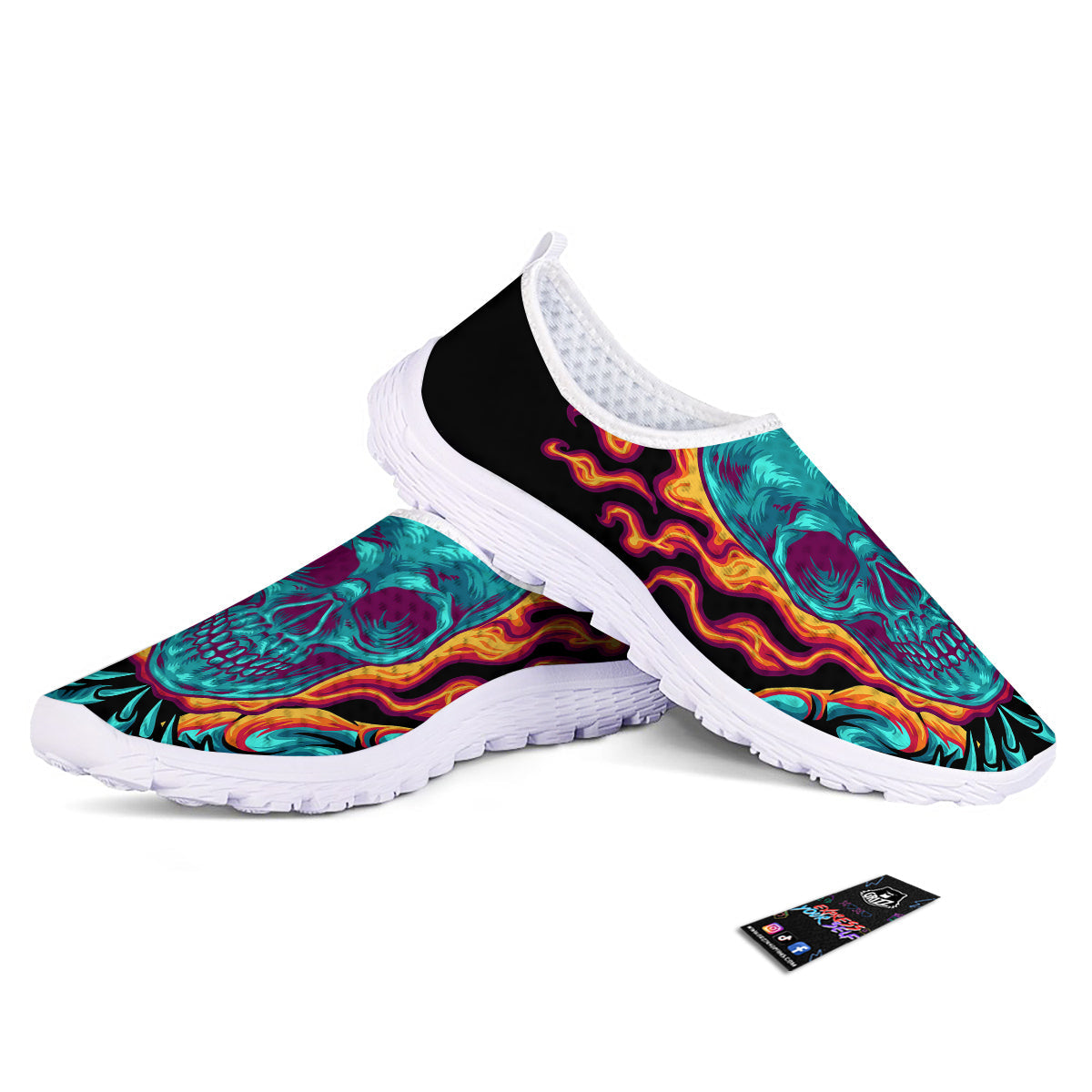 Skull Burning Print Nurse Shoes-grizzshop