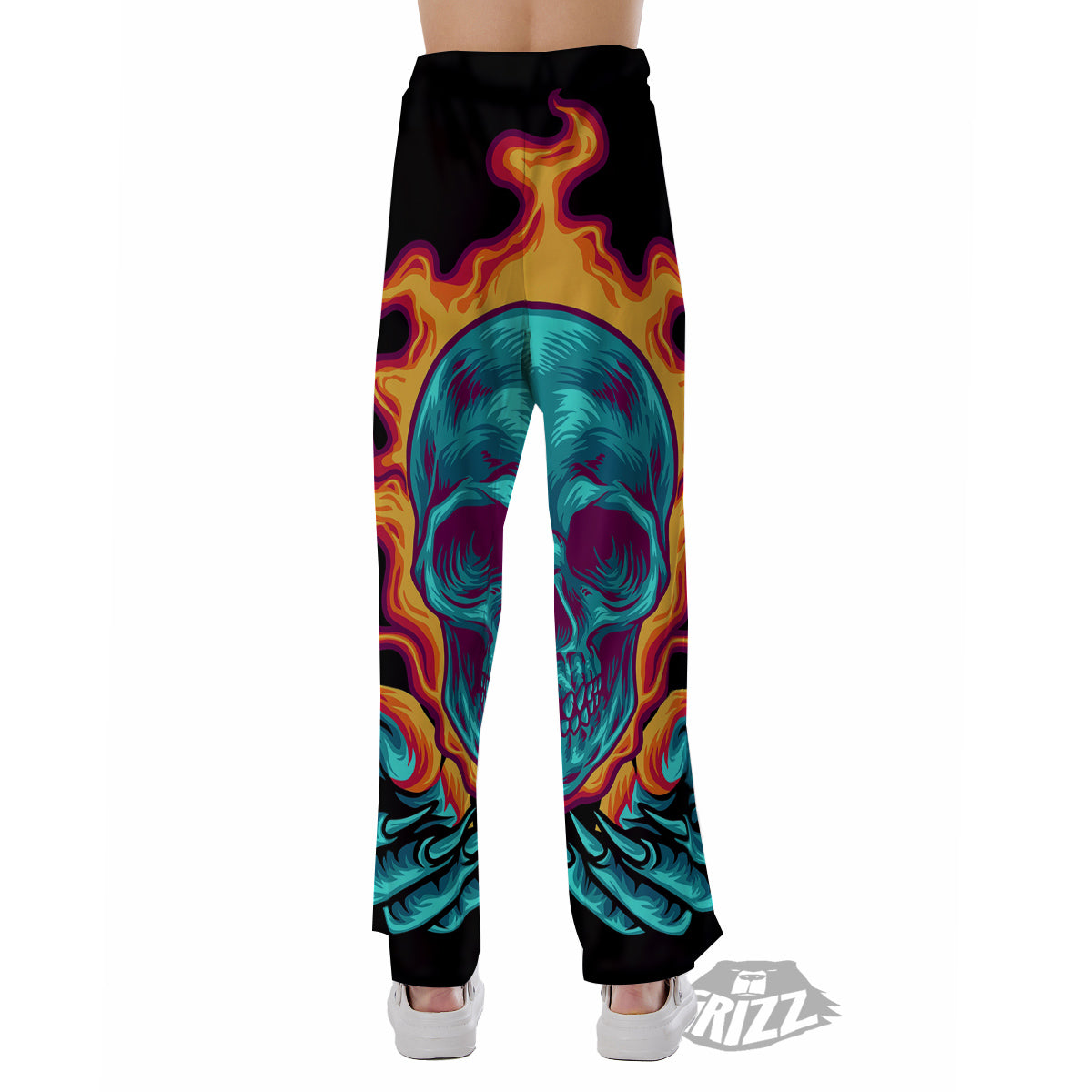 Skull Burning Print Pajama Pants-grizzshop