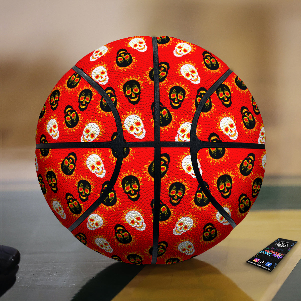 Skull Burning Print Pattern Basketball-grizzshop