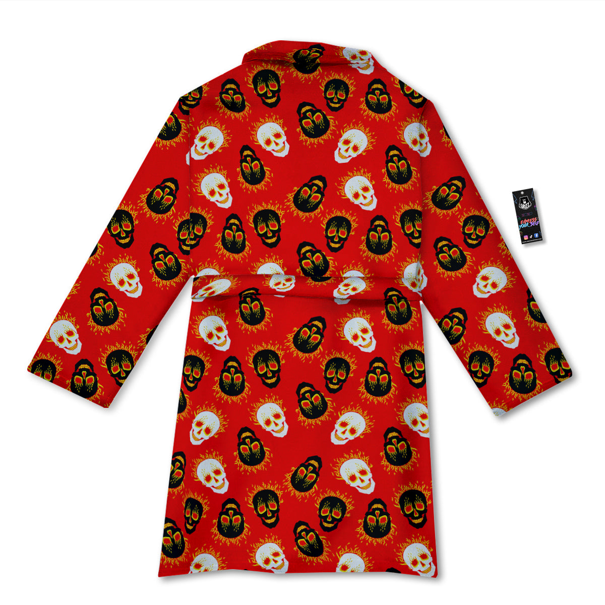 Skull Burning Print Pattern Bathrobe-grizzshop