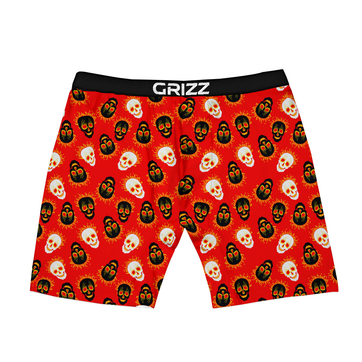Skull Burning Print Pattern Boxer Briefs-grizzshop