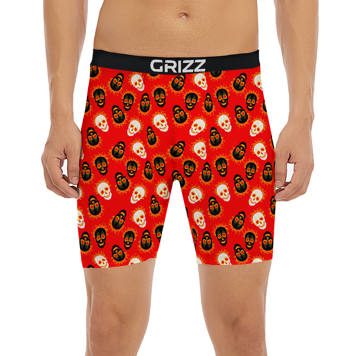 Skull Burning Print Pattern Boxer Briefs-grizzshop