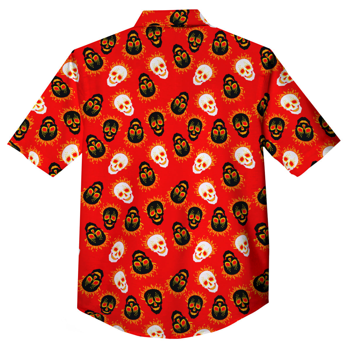 Skull Burning Print Pattern Button Up Shirt-grizzshop