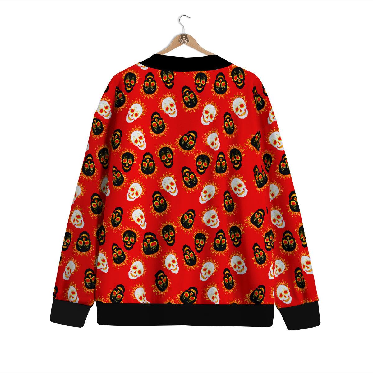 Skull Burning Print Pattern Cardigan-grizzshop