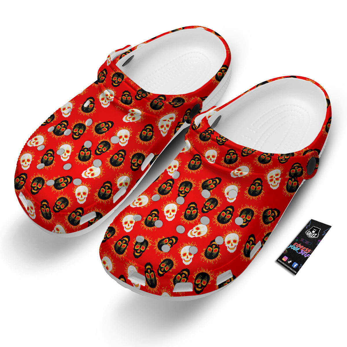 Skull Burning Print Pattern Clog-grizzshop