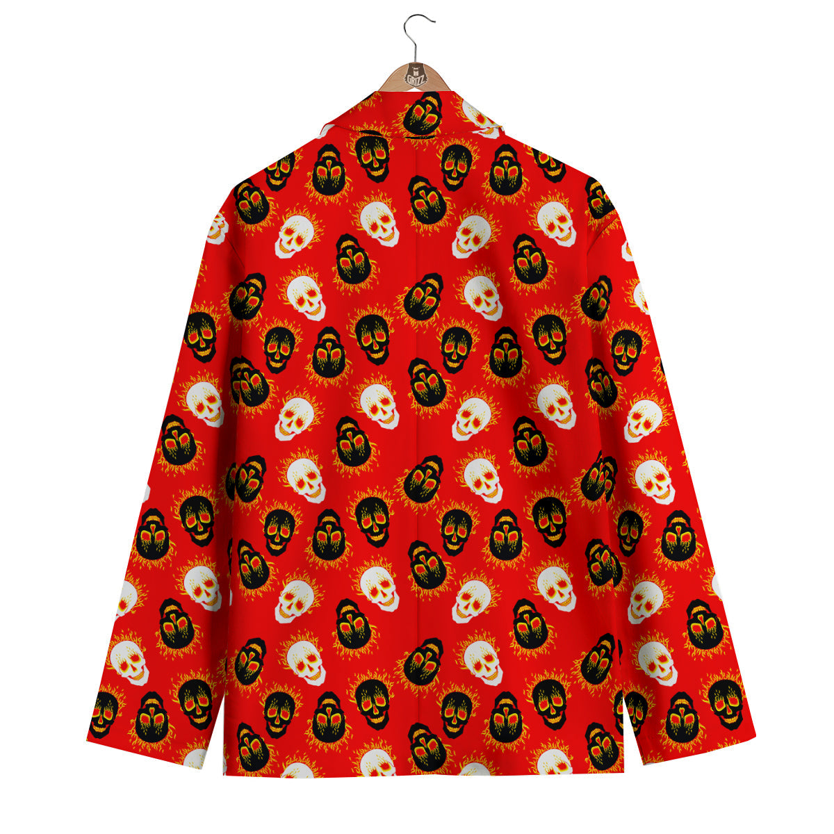 Skull Burning Print Pattern Men's Blazer-grizzshop