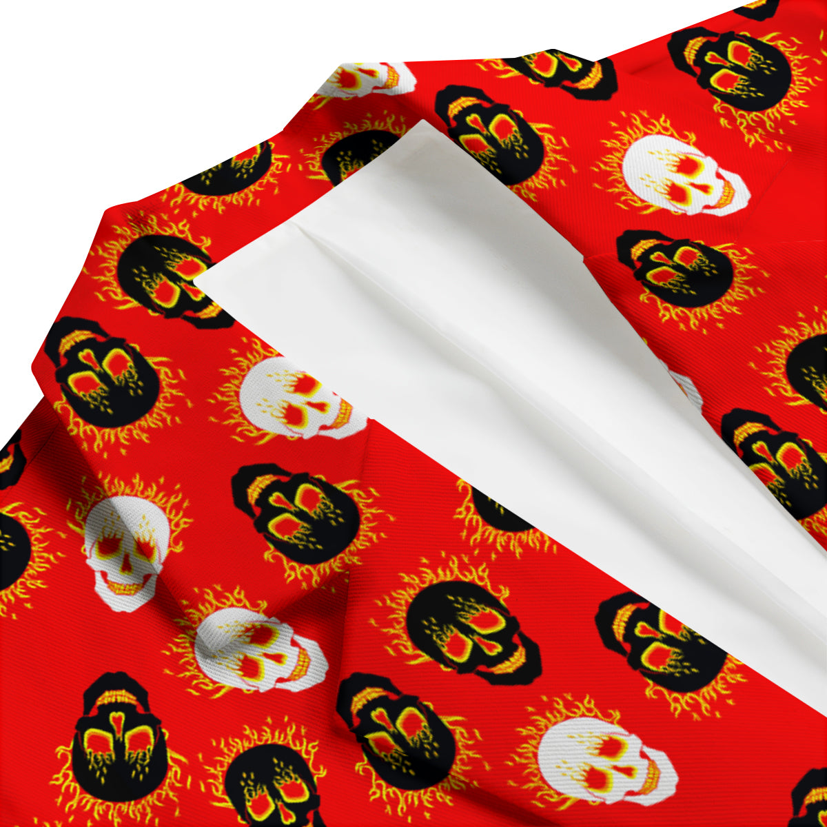 Skull Burning Print Pattern Men's Blazer-grizzshop
