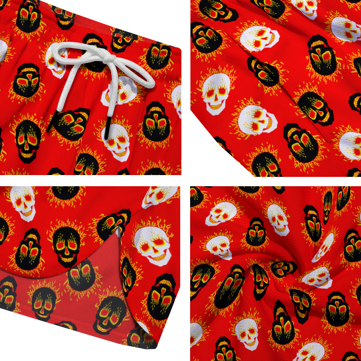 Skull Burning Print Pattern Men's Running Shorts-grizzshop