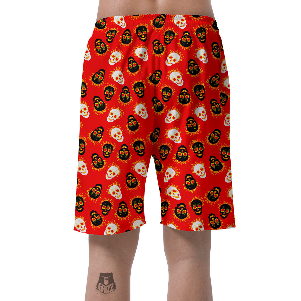 Skull Burning Print Pattern Men's Shorts-grizzshop