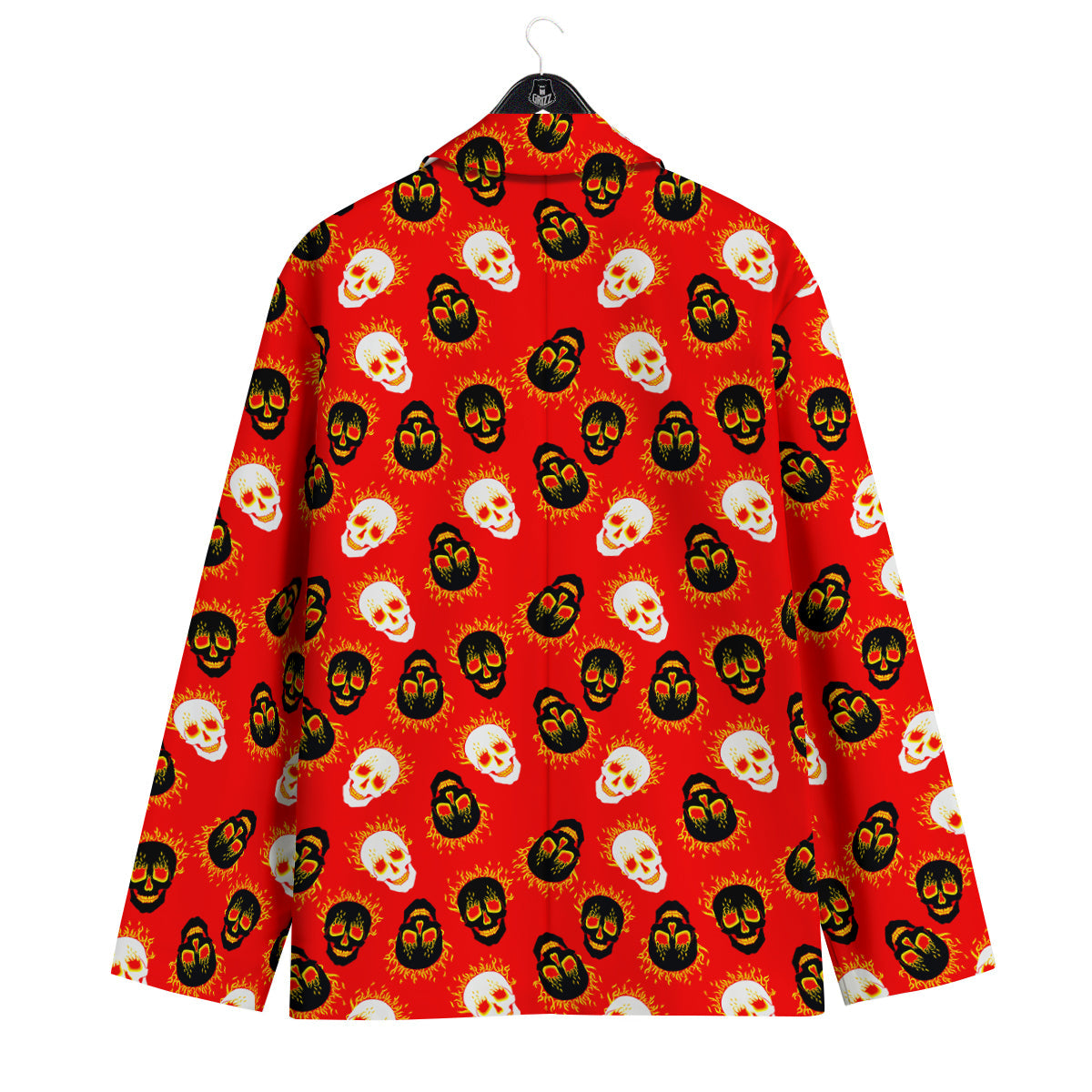 Skull Burning Print Pattern Men's Sport Coat-grizzshop