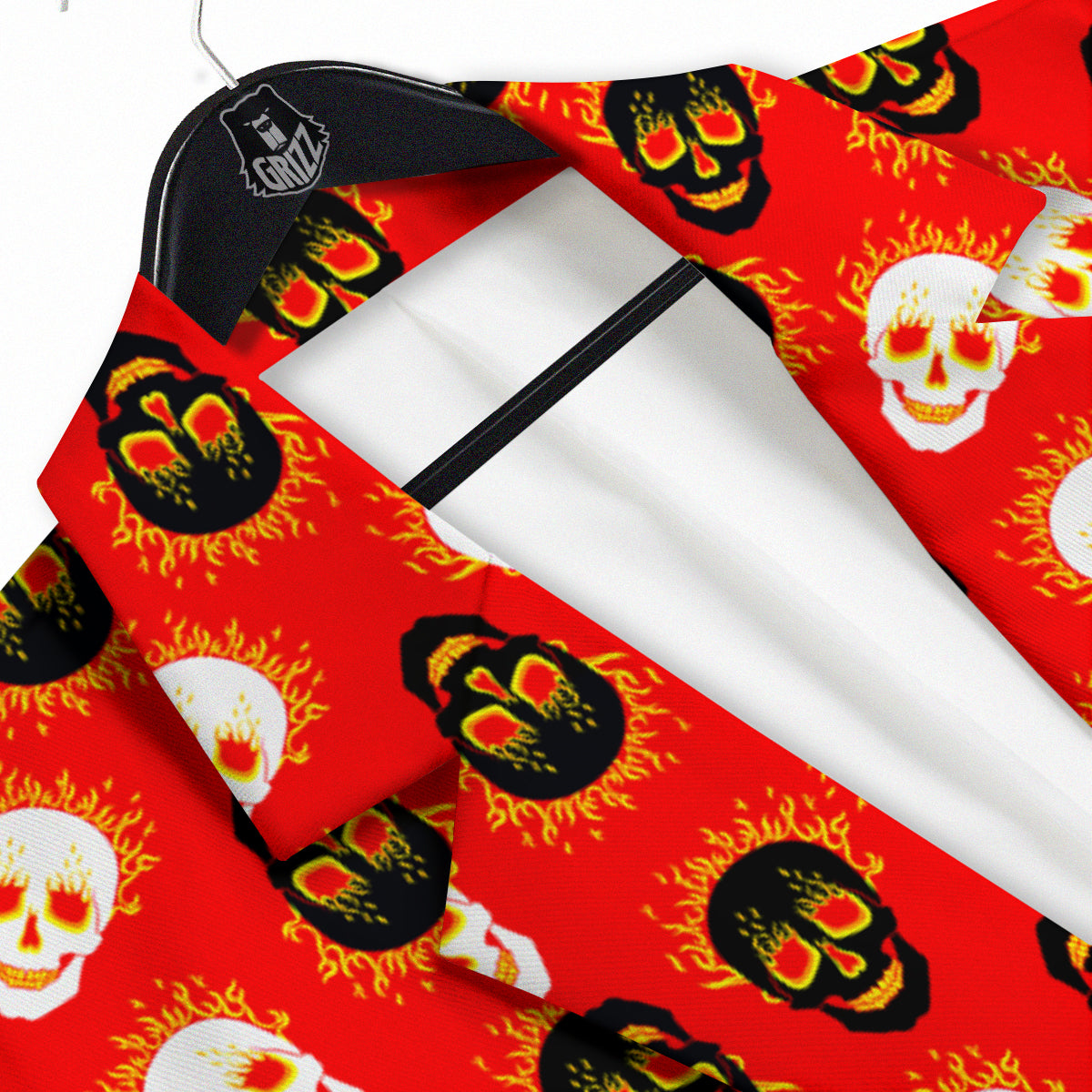 Skull Burning Print Pattern Men's Sport Coat-grizzshop