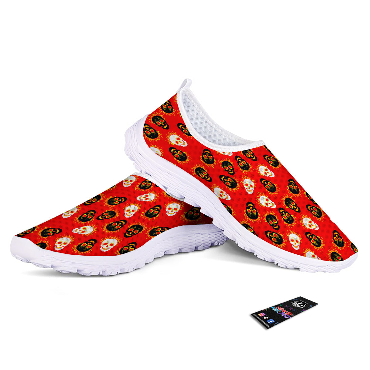 Skull Burning Print Pattern Nurse Shoes-grizzshop