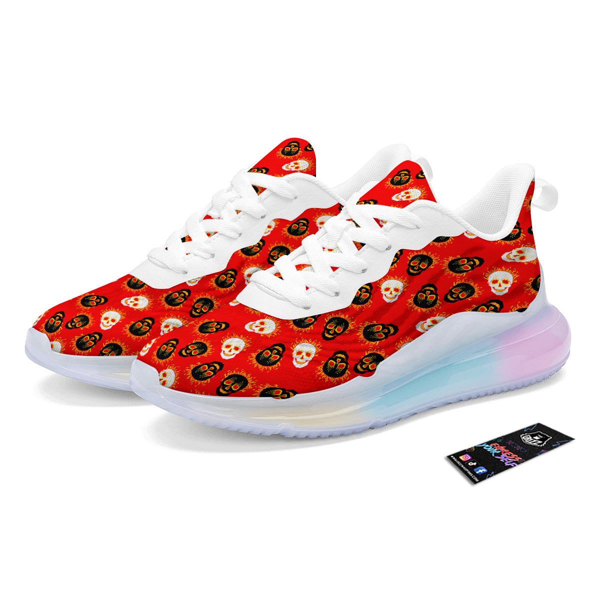 Skull Burning Print Pattern Running Sneakers-grizzshop