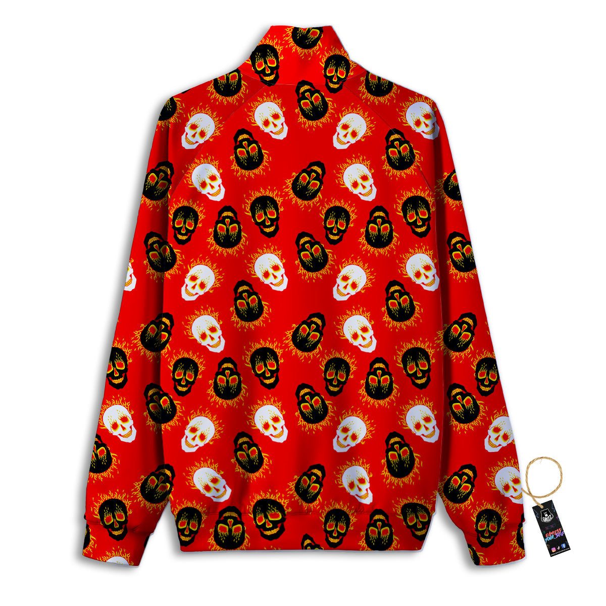 Skull Burning Print Pattern Track Jacket-grizzshop