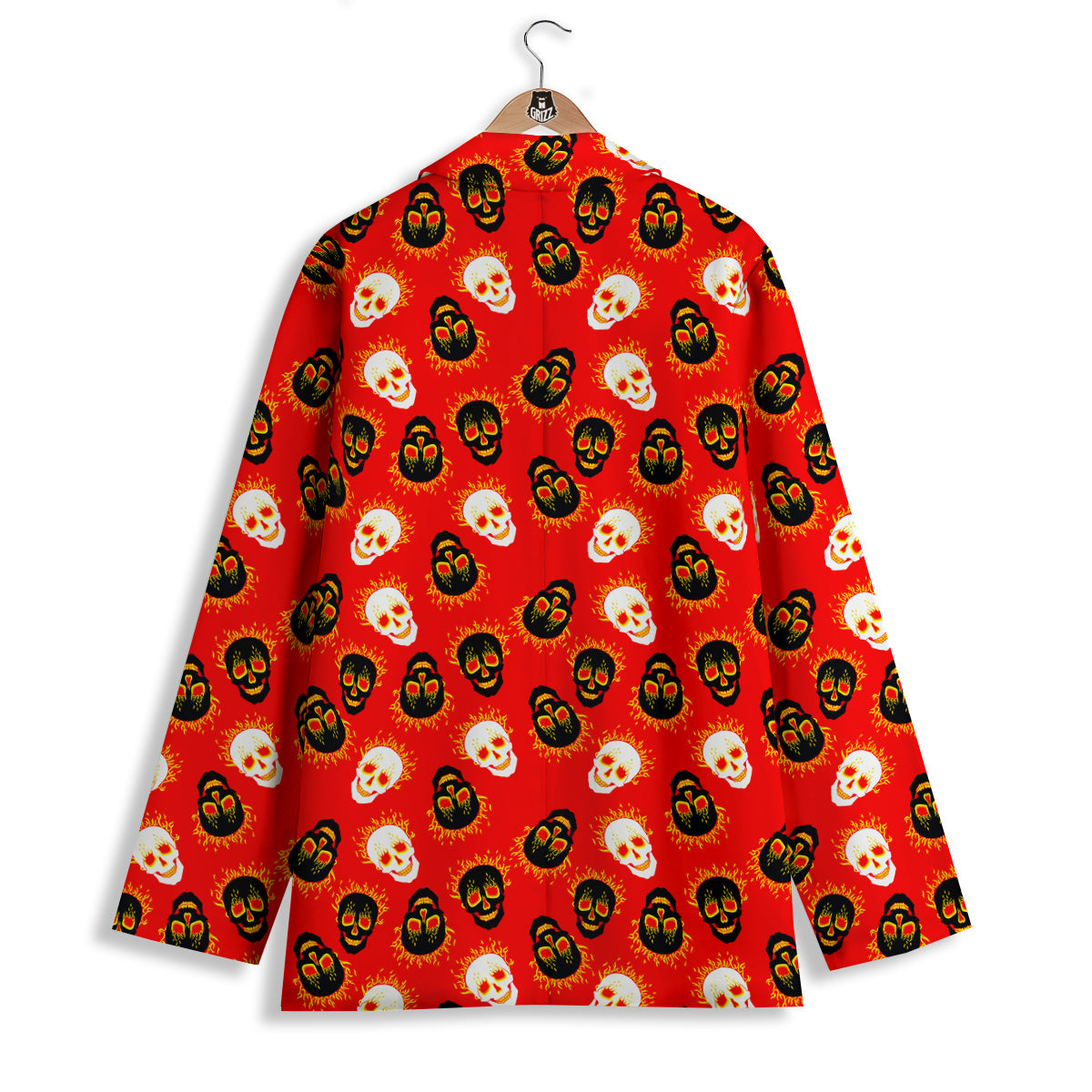Skull Burning Print Pattern Women's Blazer-grizzshop