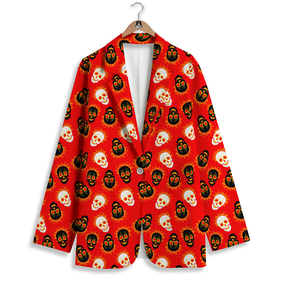 Skull Burning Print Pattern Women's Blazer-grizzshop