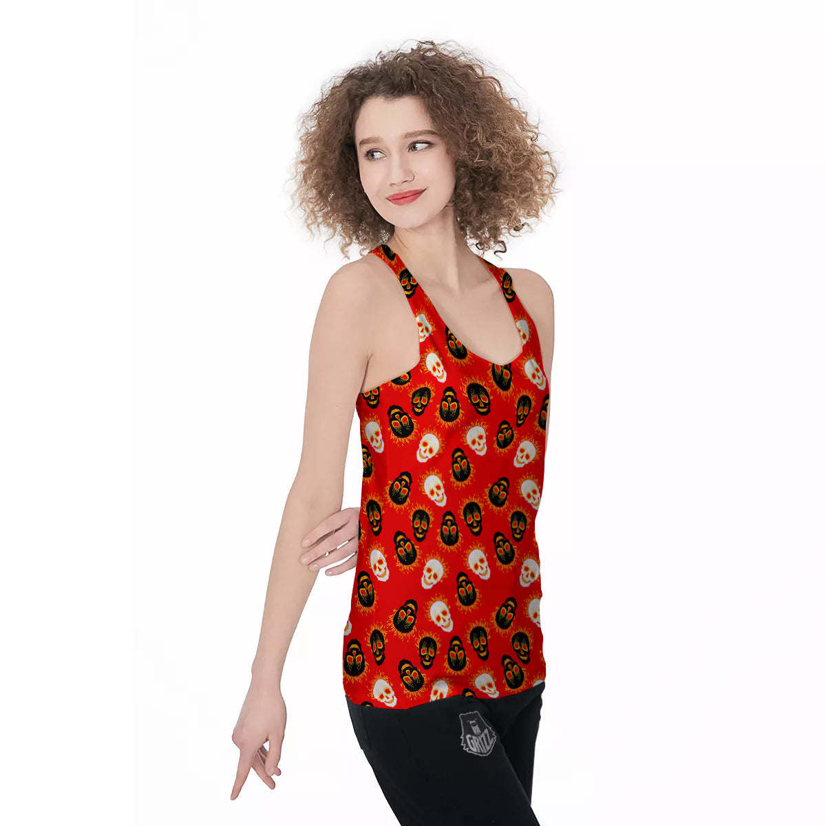 Skull Burning Print Pattern Women's Racerback Tank Top-grizzshop