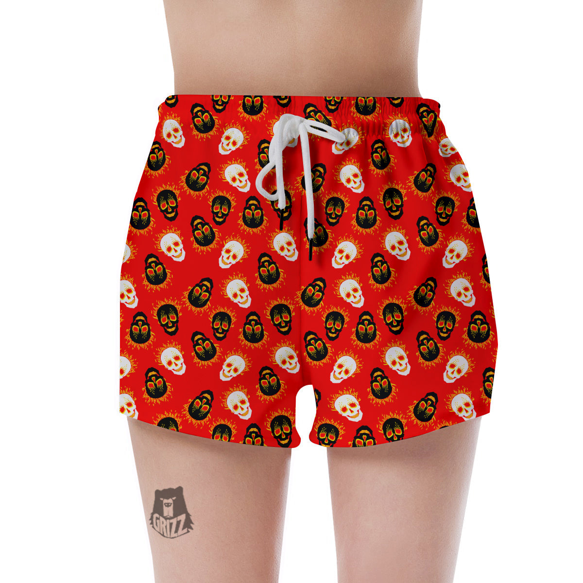 Skull Burning Print Pattern Women's Shorts-grizzshop