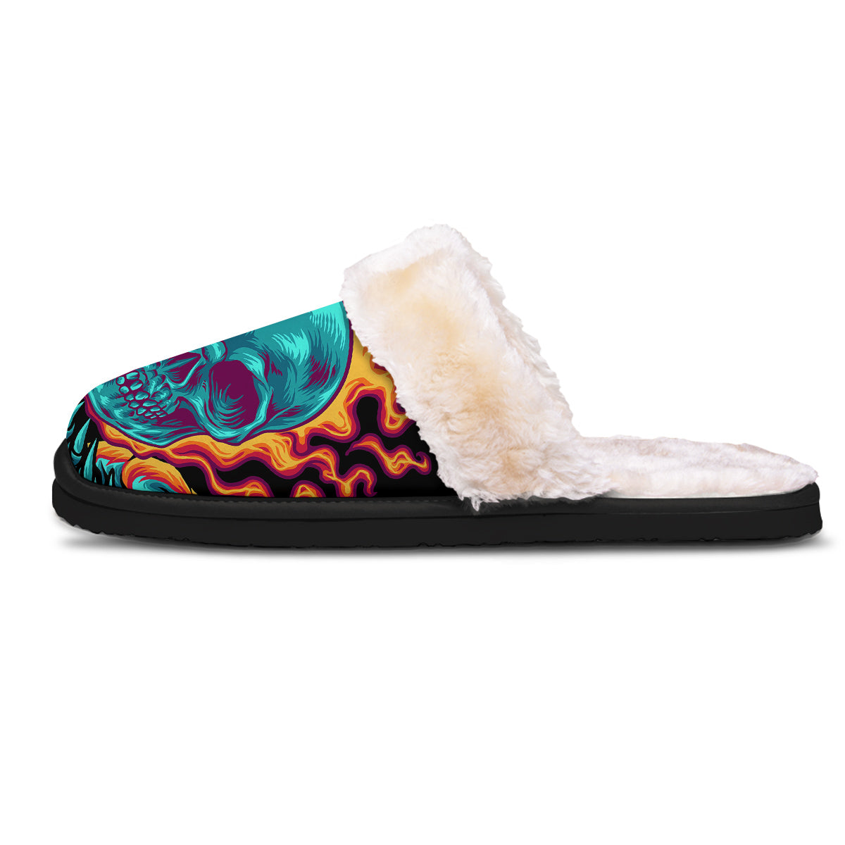 Skull Burning Print Slippers-grizzshop
