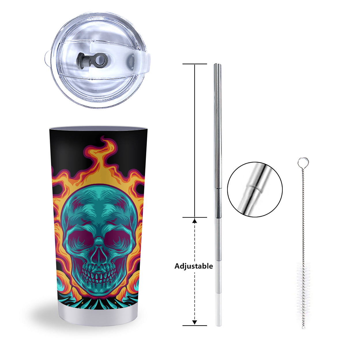 Skull Burning Print Tumbler-grizzshop