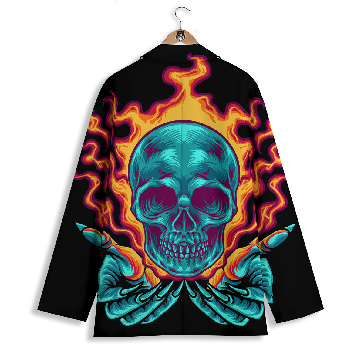 Skull Burning Print Women's Blazer-grizzshop
