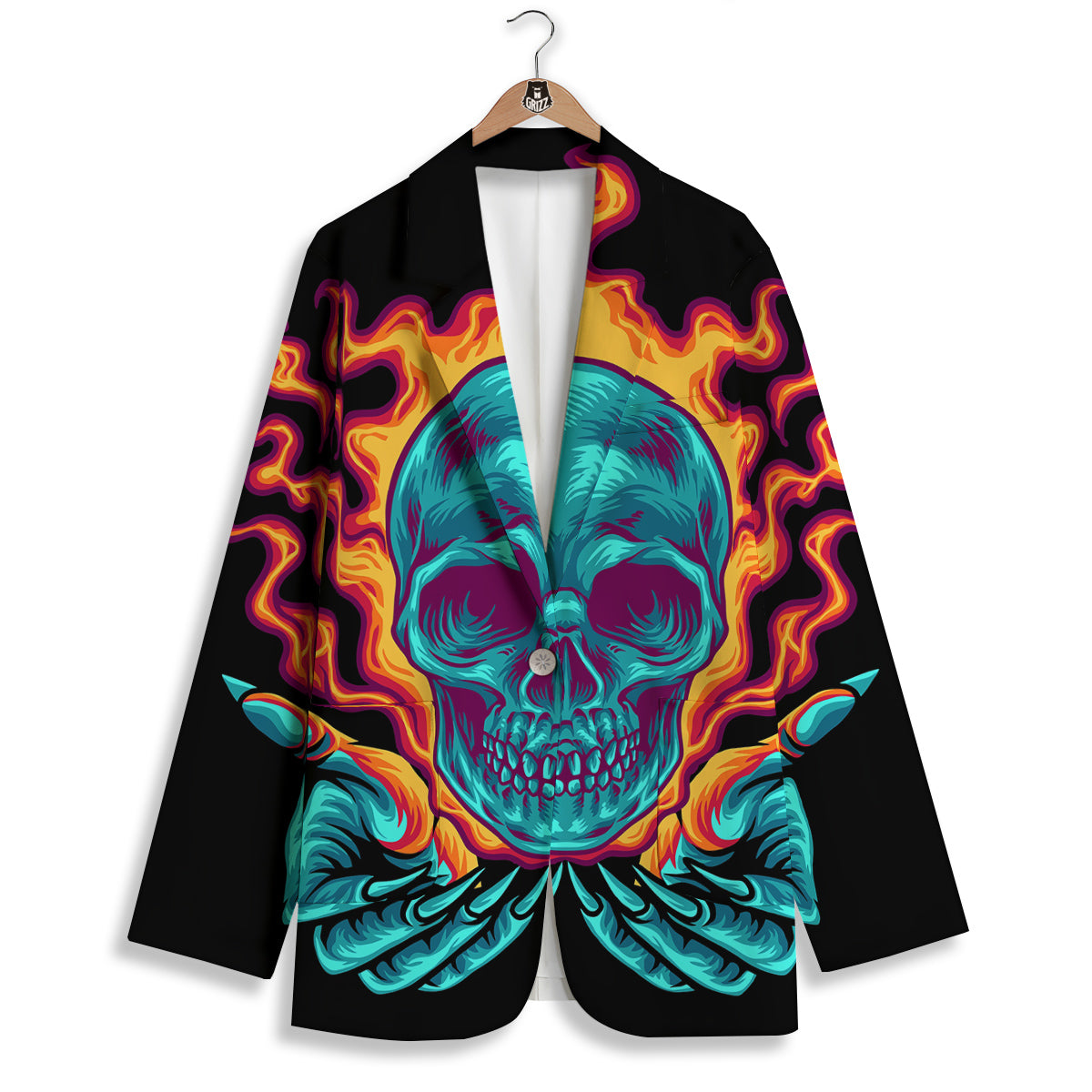 Skull Burning Print Women's Blazer-grizzshop