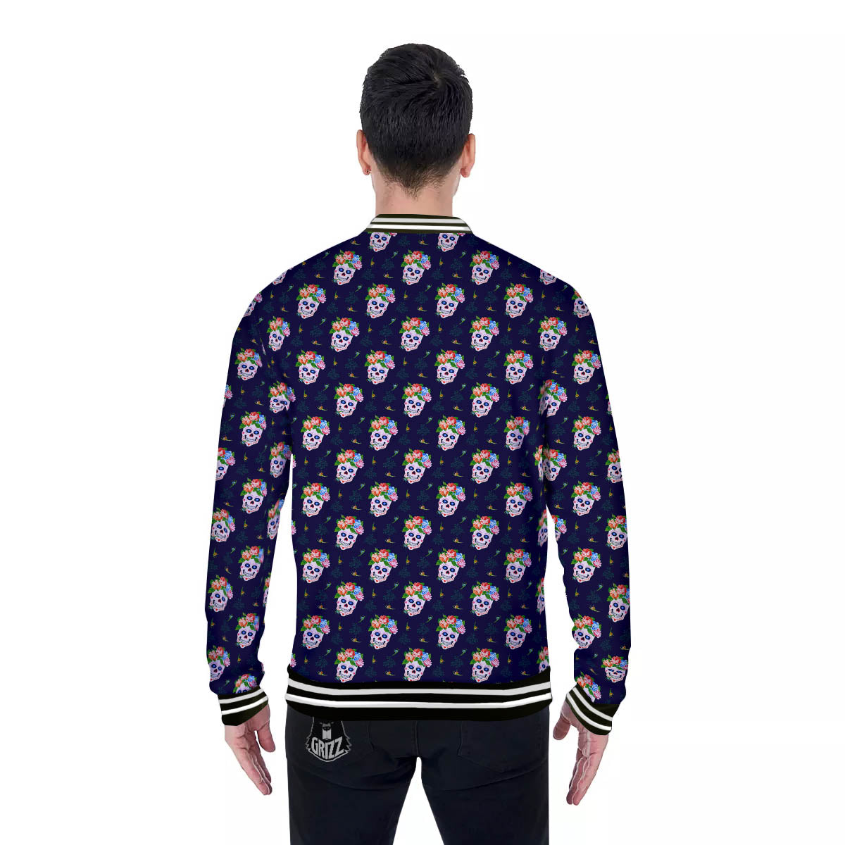 Skull Calavera Girl Print Pattern Baseball Jacket-grizzshop