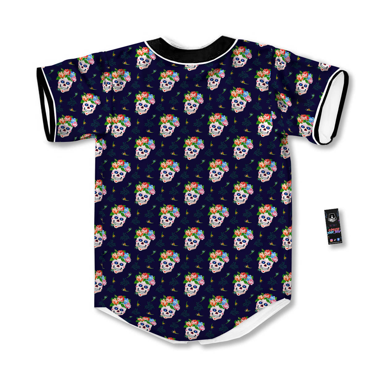 Skull Calavera Girl Print Pattern Baseball Jersey-grizzshop