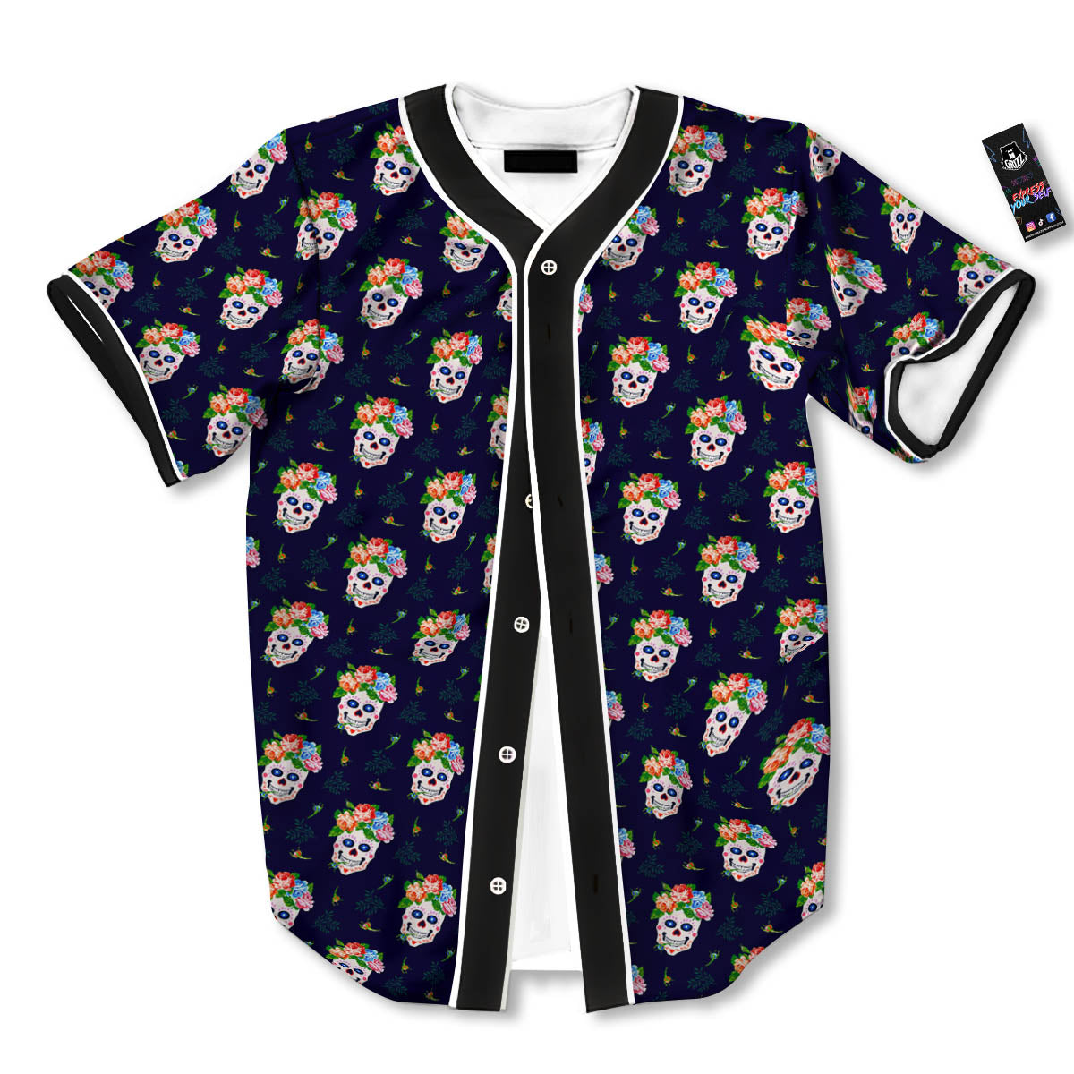 Skull Calavera Girl Print Pattern Baseball Jersey-grizzshop