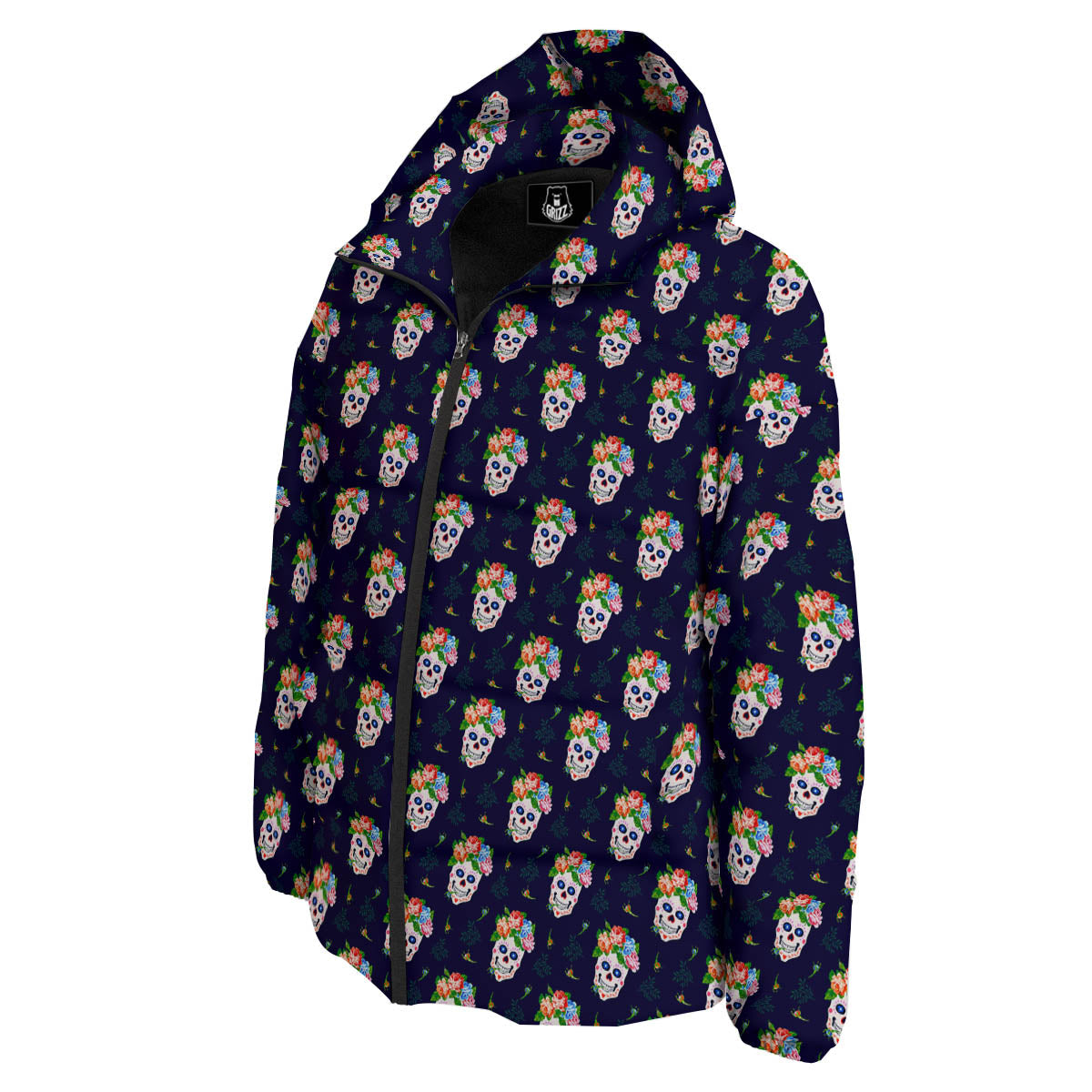 Skull Calavera Girl Print Pattern Down Jacket-grizzshop