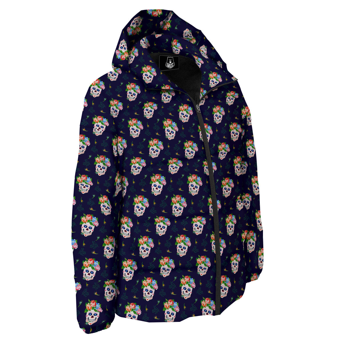 Skull Calavera Girl Print Pattern Down Jacket-grizzshop