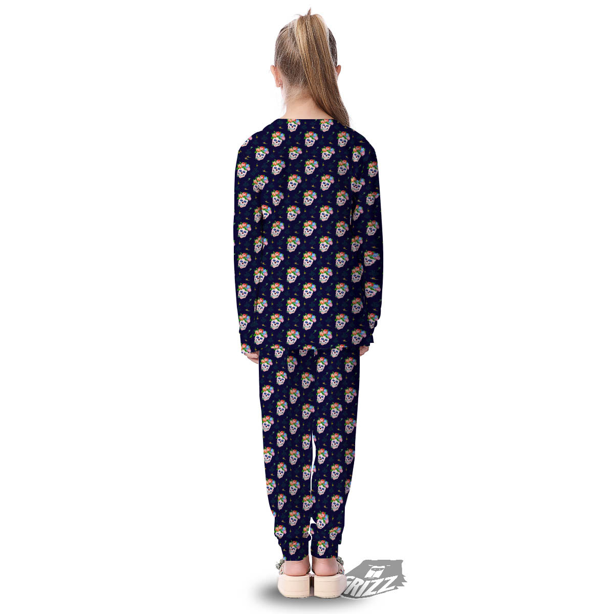 Skull Calavera Girl Print Pattern Kid's Pajamas-grizzshop