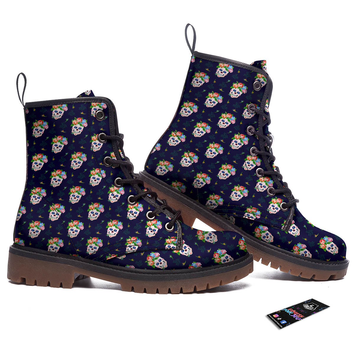 Skull Calavera Girl Print Pattern Work Boots-grizzshop