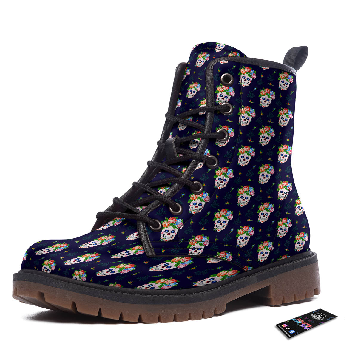 Skull Calavera Girl Print Pattern Work Boots-grizzshop