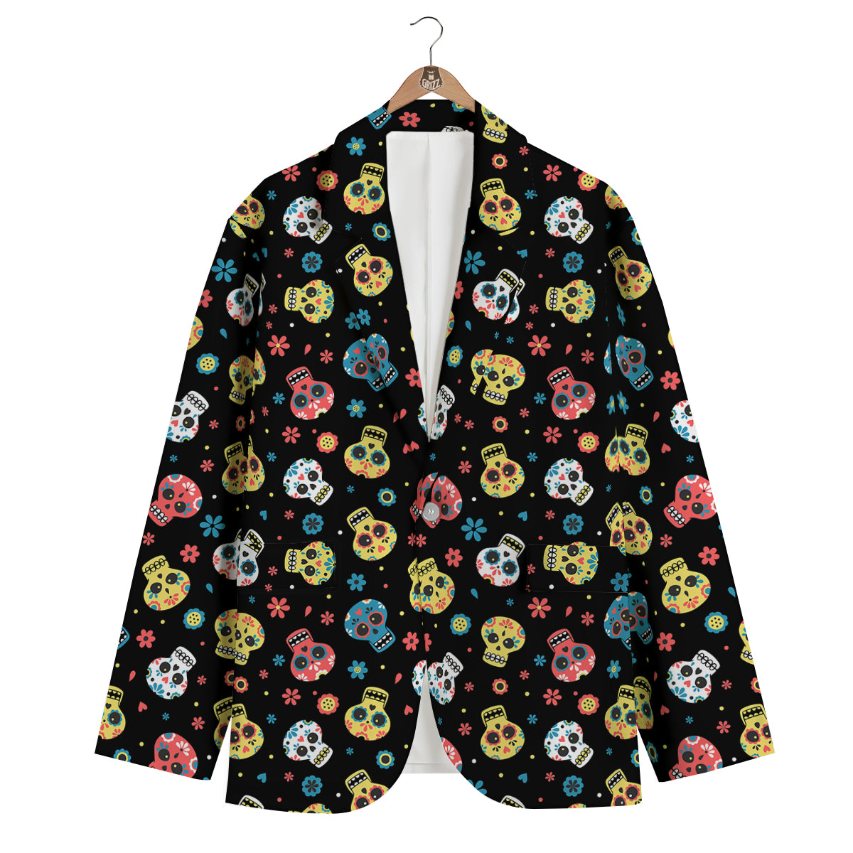 Skull Calavera Print Pattern Men's Blazer-grizzshop