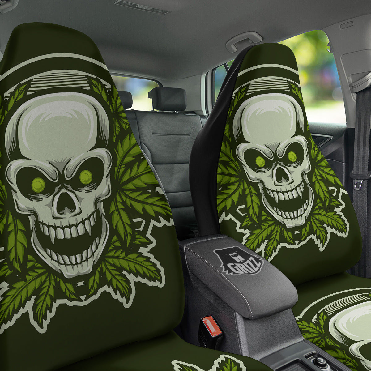 Skull Cannabis Print Car Seat Covers-grizzshop