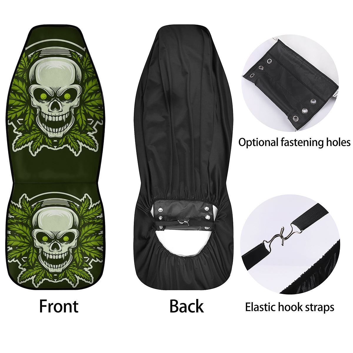 Skull Cannabis Print Car Seat Covers-grizzshop