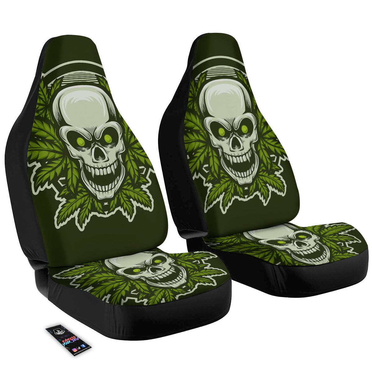 Skull Cannabis Print Car Seat Covers-grizzshop